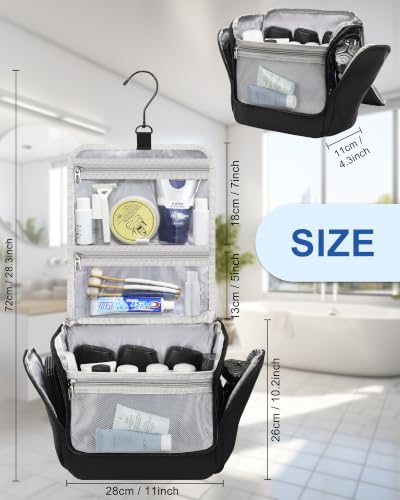 Hanging Toiletry Bag for Men (Black / X Large)