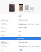 Front Opening Expandable Checked Luggage (Purple / 28 Inch)