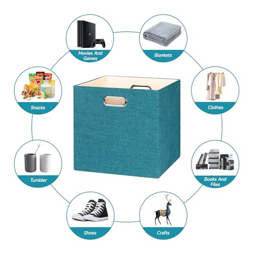Collapsible Storage Bins (13×13×13/4pcs / Bright Green)