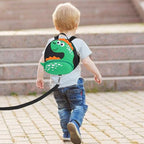 Toddler Backpack Harness with Safety Leash (Black/Green Dinosaur, Green Link)