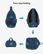 Packable Sling Backpack Lightweight Crossbody Bag Travel Daypack (Blue)