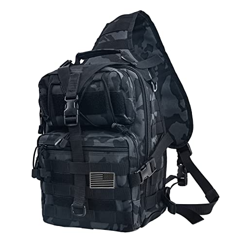 Tactical Sling Bag Backpack for Men (Black & Blue)