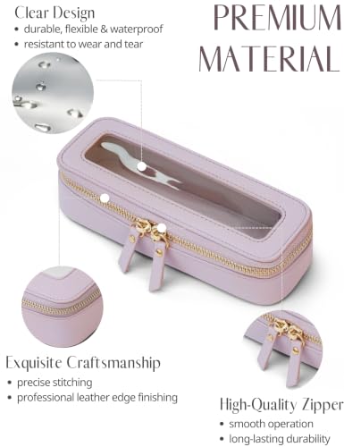 Clear Makeup Bag Travel Cosmetic Case Transparent Toiletry Bag with Zipper (Purple / Minimalist)