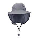 Unisex Outdoor Activities UV Protecting Sun Hats with Neck Flap Black Grey (One Size / Black-grey)