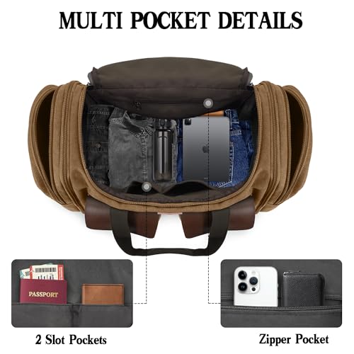 Canvas Duffle Bag for Men (Coffee / Large-50L)