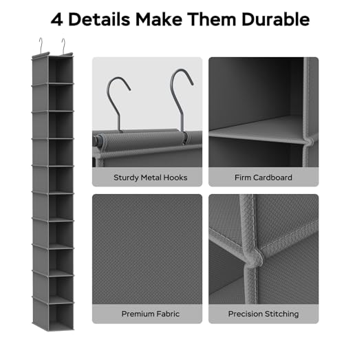 10 Shelf Hanging Shoe Shelf Organizer (Grey / 1-Pack)