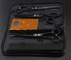7" Dog Grooming Scissors Set with Rhinestone Accent (Black Painting)