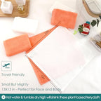 Wash Cloths 6 Pack (White & Orange / 13x13 inch-6 Pack)