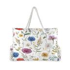 Large Beach Bags Totes Canvas Tote Shoulder Bag Soft Wave Water Resistant Bags for Gym Travel Daily Ocean (Hand Drawn Flowers)