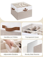 16 Pair Fabric Shoe Storage Box for Closet (Brown & White / Medium)
