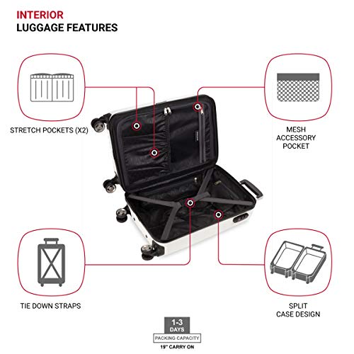 7272 Energie Expandable Hardside Luggage with Spinner Wheels and TSA Lock (Carry-On 19-Inch / White)