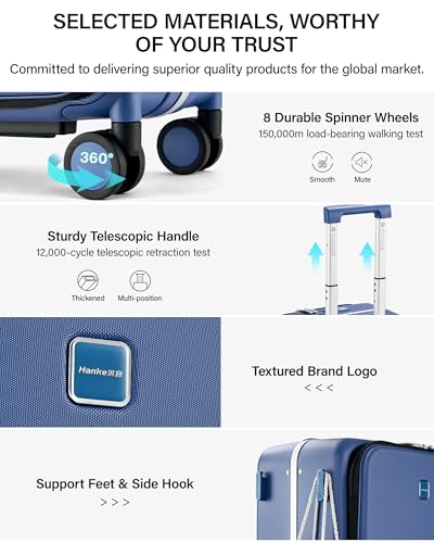 20 Inch Top Opening Carry On Luggage with Cup Holder and USB Ports (Interstellar Blue / 20 Inch Pro)