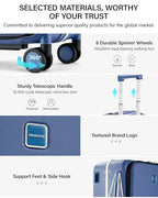 24 Inch Top Opening Checked Luggage with Cup Holder and USB Ports (Interstellar Blue / 24 Inch Pro)