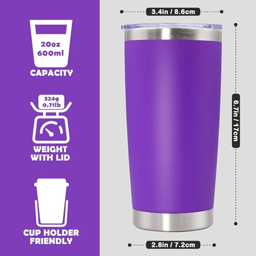 20oz Tumbler Stainless Steel Tumbler Coffee Tumbler with Lid Purple (Purple)