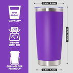20oz Tumbler Stainless Steel Tumbler Coffee Tumbler with Lid Purple (Purple)
