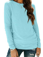 Long Sleeve Shirts for Women Casual Crewneck Tops Basic Tees (Small / 01lakegreen)