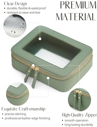 Clear Makeup Bag with Zipper (Sage Green / Mini & Medium)