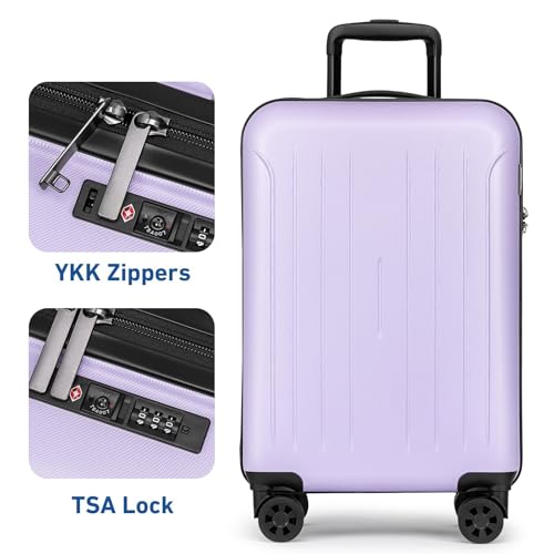 Carry on luggage 22x14x9 Airline Approved Suitcase (Light Purple / 20" Carry On)