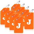 8 Pack Initial Luggage Tags for Suitcases Airplane Travel Essentials (Orange / Letter J)