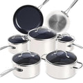 Healthy Duralon Blue Ceramic Nonstick Cookware Set (12pc Vanilla Cream / 12pc Set)