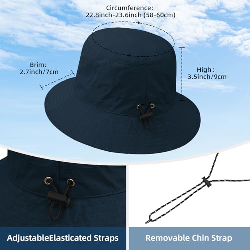 Waterproof Bucket Hats for Woman UPF 50+ Sun Hat Navy (Navy)