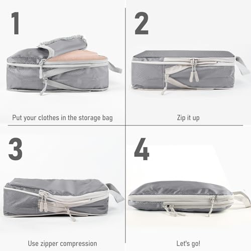 6 Set Compression Packing Cubes (Gray-6pcs / Set of 6)