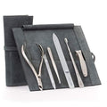6pc Manicure & Pedicure Set (6-Pc: Clipper, Nipper, Cuticle Pusher / Gray Suede Roll)