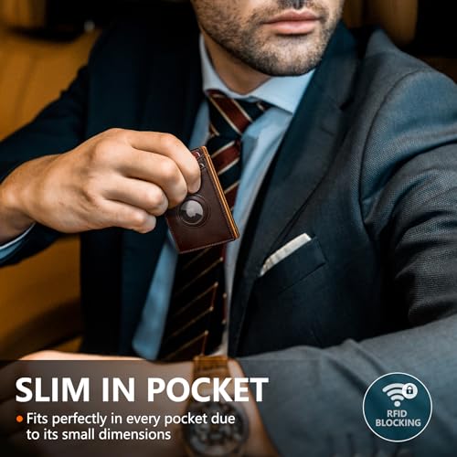 Airtag Wallet for Men (Burnt Umber&Orange068)