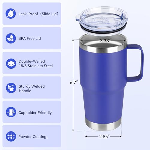 20oz Tumbler with Handle & Lid (Blue / 20 Ounces)