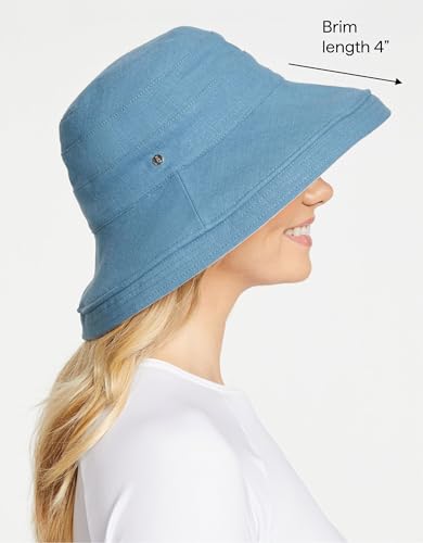 Women's Holiday Sun Hat UPF 50+ (Small-Medium / Blue/Beige)