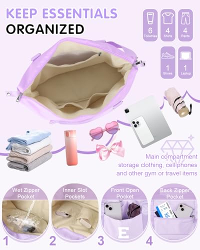 Dance Gym Duffel Bag Gifts for Girls Teen (Purple / E)