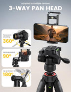 67" Camera Tripod with Rapid Leg Deployment for Video Photo Vlog (Black)