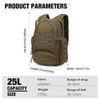 25L Tactical Backpacks Molle Hiking daypacks for Camping Hiking Military Traveling Motorcycle Khaki (6362a-khaki)
