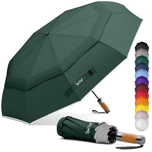 Compact Travel Umbrella for Rain (Dark Green)
