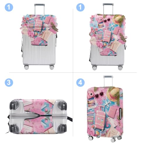 Luggage Cover Washable Suitcase Protector Anti (Pink Summer / XL(fits 32-34Inch suitcase))