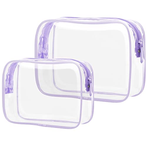 Clear Makeup Bag Travel (2 Light Purple / Mixed Size Series (1 Medium + 1 Large))