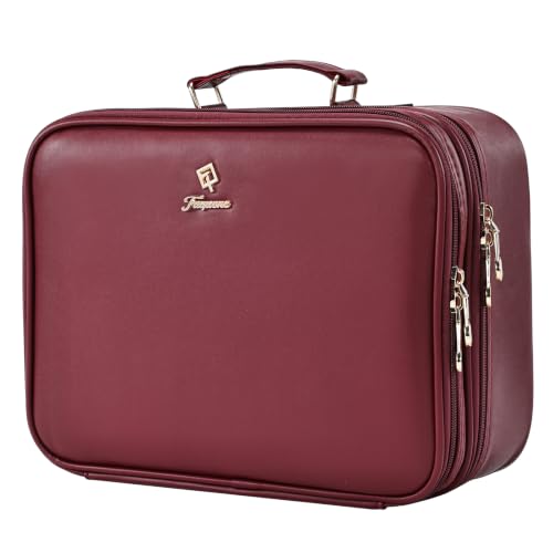 Makeup Bag with LED Lighted Mirror 12.2 IN Cosmetic Train Case Double Layer (12.2 Inch Red / 0-Double Layer)