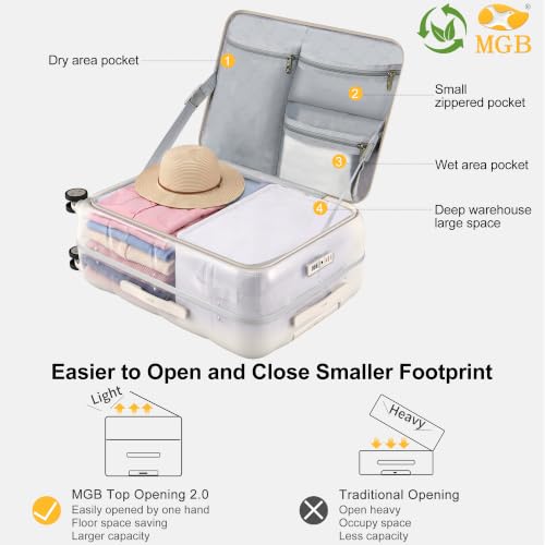 24 Inch Checked Luggage Hardside Suitcase Top Opening Suitcases (24 Inch / Cream)