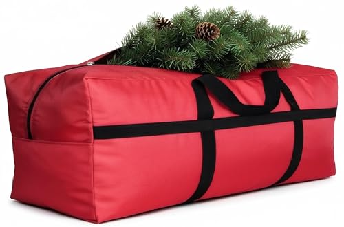 Christmas Tree Storage Bag 7.5ft 7ft (280L - 50"l x 15"w x 23"h / Red)