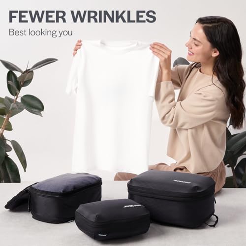 Ultralight Compression Packing Cubes for Travel (3-Pack / Black)