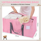 8 Pack Heavy Duty Dorm Moving Bags 65LBs Zippers (Pink)