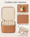 Travel Jewelry Case with Clear 6 Velvet Bags (6PCS-Brown)