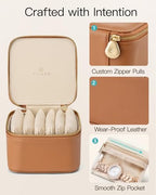Travel Jewelry Case with Clear 6 Velvet Bags (6PCS-Brown)