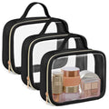 Clear Makeup Bag Travel (03 Black / TSA Specialist (3-Pack Medium))