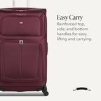Sion Softside Expandable Spinner Luggage Durable Lightweight Travel Suitcase (Checked-Large / Merlot)