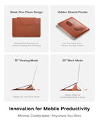 Laptop Carry Sleeve with Stand &Smart Storage for 14" Laptop for Work (Sienna Brown / 14 Inch)