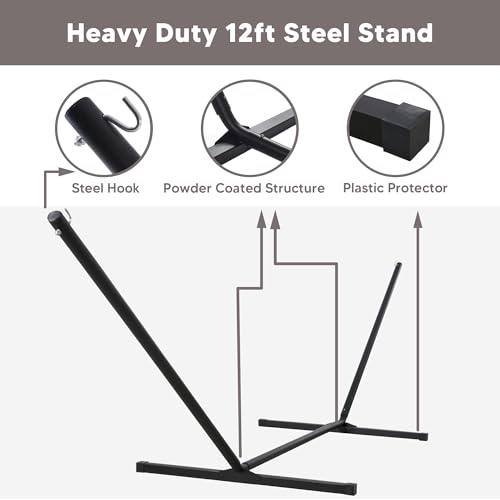 Outdoor Portable Hammock with Stand (78.7 x 55.1 in, Hammock with 144 in Stand / Light Gray)