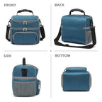 Double Layer Cooler Insulated Lunch Bag Adult Lunch Box Large Tote Bag for Men (Lake Blue)