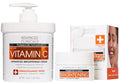 Brightening Vitamin C Body Cream Lotion + Vitamin C & Caffeine Eye Cream Face Moisturizer Skin Care Set For Women (Vitamin C Eye Cream + Body Cream Set / 2 Piece Set)