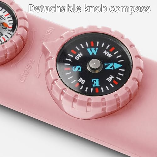 Multifunctional Survival Emergency Whistle for Kids with Compass Hiking Survival (pink2pcs)
